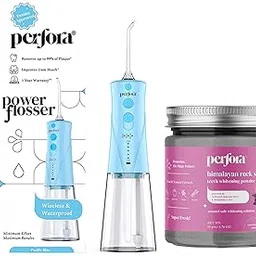 Perfora Power Water Dental Flosser | 1 Year Warranty | Floss, Dental Flosser For Teeth Oral Care, 3 Modes, Activated Charcoal Teeth Whitening Powder Watermelon Mint- Water Flosser & Powder Combo-picture-40