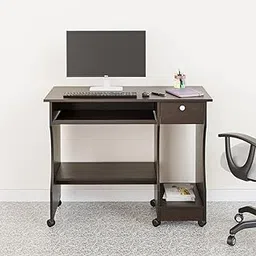 Nilkamal Zeinth Engineered Wood Computer Table | Study Desk with Keyboard Tray, 2 Open Shelves, and 1 Drawer (Finish: Teak)-picture-13