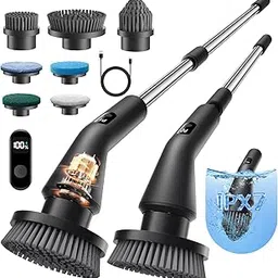 Leebein Electric Spin Scrubber, 2025 Upgraded Cordless Cleaning Brush Scrubber, IPX7 Waterproof Power Scrubber with 7 Brush Heads, Extended Handle and 2 Speeds for Bathroom Shower Bathtub Floor-image-43