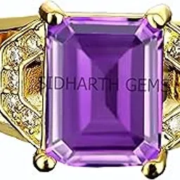 8.00 Carat Gemstone Amethyst Adjustable Ring for Men and Women (Gold) Plated-image-85