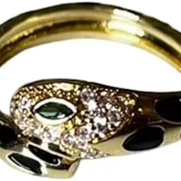 jewellery hat Snake Ring, Gold-Plated Fashion Jewelry for Women, Adjustable Ring, Black Enamel Design, Green Eyes, Anti Tarnish, Water Resistant, Lightweight, Gift Packaged-picture-55