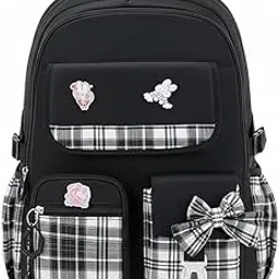 13 soeme Black Chex School Bag for Boys and Girls - Unisex Kids Bag, College Bag for Girls - Ideal for Kids, Boys, Girls, Parents, Mother, Father - Durable and Stylish-picture-10