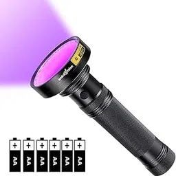 amiciVision 18W 100LED UV Flashlight, 395~400nm Ultra-Violet Metal Torch for Official Document Authenticity, Resin Curing, Gemstone Observation with 6xAA Battery-picture-51