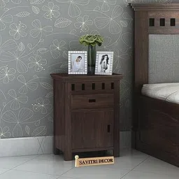 SAVITRIDECOR Solid Sheesham Wood Bedside Table with Drawer and Cabinet Storage End Table Sofa Side Table for Living Room Home and Office (Walnut Finish)-image-83