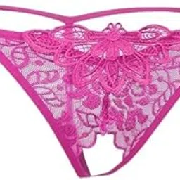 ujeavette 5xSexy Sheer Lace Crotchless Panties G String T Back Thong Rose-picture-16