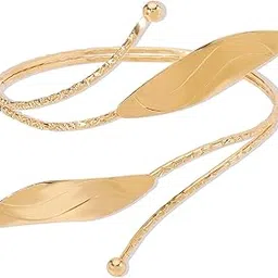 chuu yung Upper Arm Cuff Armlet Open Cuff Wrap Bracelet Minimalist Armlet Crystal Sun Moon Butterfly Flower Arm Cuff Bangles Adjustable Leaf Feather Armband for Women Wedding Costume Jewelry-picture-33