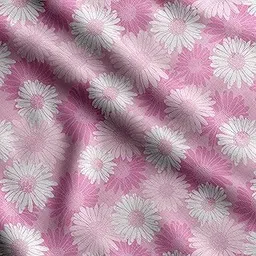 Soimoi Floral Print - Pink, Pure Silk Fabric - 42 Inch Wide, 1 Meter, Lightweight Material, Perfect for Elegant Dresses, Sarees, Scarves-image-6