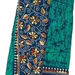 soul of bengal Women's Hand Embroidered Kantha Batik Cotton Dress Material/ 3 Pieces Salwar Suit (Green;925025)-picture-26