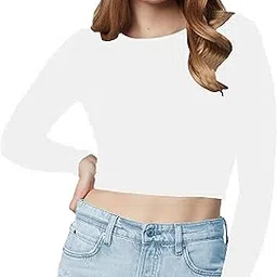 PUERY Basic Women's Sexy Crop Scoop Neck Solid Tops Black Saree Readymade Full Sleeve Blouse for Women-picture-68