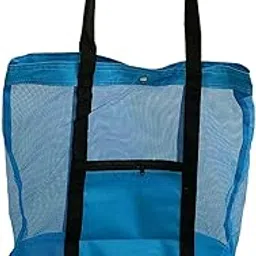 UJEAVETTE Jumbo Carrying Bag Beach Mesh Picnic Tote Bag Trim Beach Reusable Blue-image-78