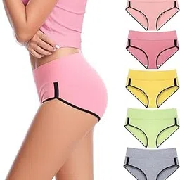 diving deep Womens Breathable 100% Regular & Plus Size Underwear | Cotton Brief | High Waist Full Coverage Tummy Controller | High Rise Underpants Womens Panties - (Pack of 5)-picture-31