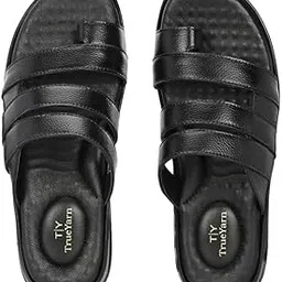 trueyarn Original Leather Ortho Slippers For Men| Extra Cushioned | Super Comfortable | Leather Sandals For Men-picture-26