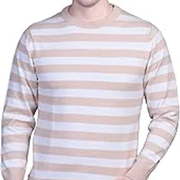 dzant Men's Sweater's Winter Wear Round Neck Full Sleeve Striped Woolen Knitted Pullover image 1