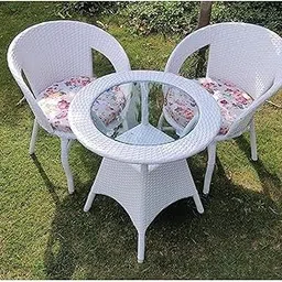 Furniture D-12 Wicker Patio Furniture Sets for Garden Balcony Outdoor Coffee Chair Table Set | Cushion | Powder Coated | UV Protected | Conversation Set |2CHAIR 1TABLE Set(Flower Print)-picture-32