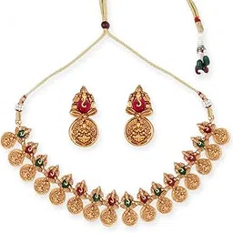 fashion frill Jewellery set for women | Lord Ganesha | Gold plated jewellery set | Temple jewellery set for women's traditional | Artificial jewellery for Women-picture-14