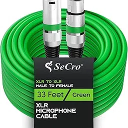 SeCro XLR Male to Female Microphone Cable – 3-Pin Balanced Shielded XLR Mic Cable for Microphone, PA System, Audio Mixer, Studio Monitors, Audio Recording Podcast etc. (GREEN, 33Feet(10Meter))-image-87