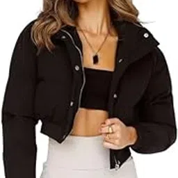 wesoke Women’s Crop Jacket | Autumn Winter Ultra-Short Cotton Coat | Loose Fit Long Sleeve Polyester Jacket with Collar Neck-picture-11