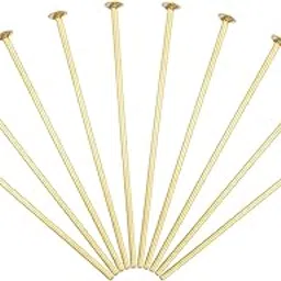 PATIKIL Chandelier Connector Clip Pins, 100 Pack 2.5mm OD x 50mm L Chandelier Replacement Prism Copper Pins for Fastening Suncatcher Crystals Parts, Golden-picture-20