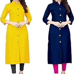 natek Women's Cotton Straight Plain Kurtis Combo Pack of 2-picture-47