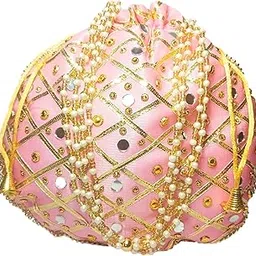 Potli bags Mirror work for women pouches purses handbags tote bags Mirror fashion accessories (Baby Pink Light Mirror)-image-38