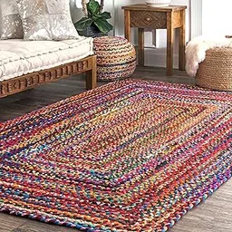 Aawasrug Handwoven Natural chindi Braided Carpet Mats | Reversible Floor Rug Mats | Eco-Friendly, Durable, Non-Slip Area Rugs for Living Room, Bedroom, and Kitchen-picture-36