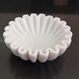 Jaipur Art Exports Makaran White Marble urli | Hand Carved Household Multi- Utility Flower Shape Bowl | haldi Mehndi Decoration | Fruit Bowl | Haldi Pithi Ceremony - 6 inch Polish-image-45