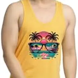 Cotton Mens Beach Tank Tops Casual Sleeveless Graphic Tees Summer Vest Undershirt Sandos for Men Yellow-image-50
