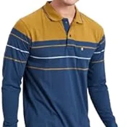 proriders Men's Cotton Rich Striped Polo T Shirt with Pocket | Collar Tshirts | Full Sleeves - Regular Fit-picture-14