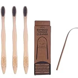 PARMY Bamboo Wooden brush & Tongue cleaner | Handmade Tooth brush, cavity Control | Tongue fresher , woody brush & cleaner| Tongue Cleaner & Toothbrush for Men, Women | (PACK OF 3 TOOTHBRUSH 1 TONGUE CLEANER)-picture-47