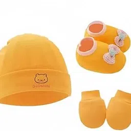youstylo - you are priority Youstylo Baby Woolen Cap, Mittens, and Socks Set for Newborns, Soft, Comfortable, and Perfect for Winter | Unisex Baby Accessories | Includes Baby Cap, Mittens, and Booties (0-6 Months, Yellow)-picture-24
