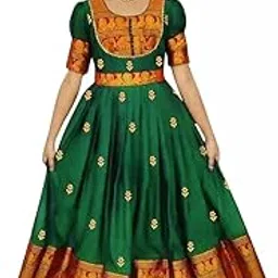 MANMADHU Kids Pattu Pavadai Lehenga Choli Gown,Gwon – Traditional for Girls | Ethnic Dress for Weddings, Festivals & Celebrations-picture-12