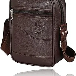 Stylish SMALL Leather Sling Messenger Bag for Men Women Classic Chest Slinger Mobile Pocket Sling Bags for passport documents | Diwali corporate gifts items.-image-9