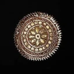 Pack of 10 pcs 4.5 inch Round Shape Beautiful Indian Gota Patti Applique Work Decorative Crafting Saree Lehenga Sew On Appliques Patches Badge (Yellow)-image-59