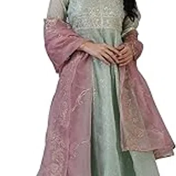 w for woman Women's Polyester Dot Printed Gota Patti Flared Kota Kurta and Pant with Dupatta Set-picture-52