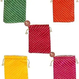 Potli Bag for Women Traditional Georgette Saree Potli Purse for Return Gift, Indian Handcrafted Batwa Handmade Coin Bags Jewelry Pouch Clutch Handbag 9x8 Inches [25 Pack Multicolour]-image-51