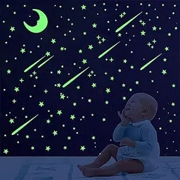 DreamKraft Glow in The Dark Galaxy of Stars with Moon Radium Night Sticker(Green,231 Pcs) self Adhesive-picture-16
