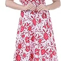 monique Women’s Fit and Flare Cotton Ethnic Jaipuri Mandala Print Maternity Long Gown Middi Dress (Free Size_Rose-RD_Upto 42_XL)-picture-27