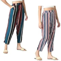 Women Crepe Digital Printed Regular fit Pants for Summer (Pack of 2)-picture-53