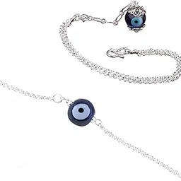 jfl Unisex Adult-Jewelleryforless Handmade Combo Of Couple Pair Silver Plated Blue Evil Eye Unisex Bracelets For Couple,Valentine-picture-23