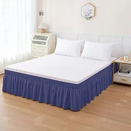 Wrap Around Bed Skirt for Single Bed (36” x 72” Inch) - 18” Inch Drop Length Wrinkle Free Brushed Microfiber Fabric Bed Skirt | Easy Elastic Feet | Machine Washable | Medium Blue-picture-27