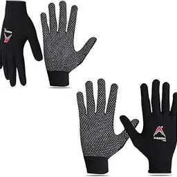 ArrowMax Cricket Inner Gloves Full Dotted Batting Gloves Box Cricket Gloves Keeping Catcher Riding Multipurpose Gloves with Extra Grip (Black, 2)-image-0