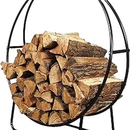 Sunnydaze 24-Inch Outdoor Firewood Rack Hoop - Indoor Round Tubular Steel Fireplace Wood Holder-image-11