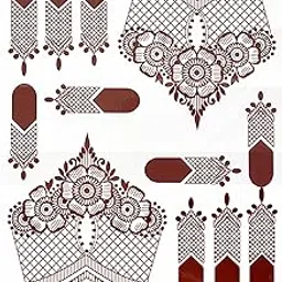 Henna Tattoo Stickers - Temporary, Non-Toxic, and Waterproof (8" x 6") (MO0501LS023)-picture-51