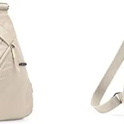 palay Chest Bag for Women Men Fashion Nylon Lightweight Shoulder Bag Front Back Sling Shoulder Bag Zipper Pouch Day Bag with Handle Casual Beige Chest Bag for Hiking, Work-picture-30