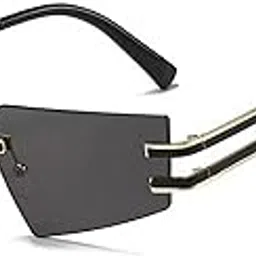 dervin UV Protected Black Rimless Rectangular Sunglasses for Men & Women (Black)-picture-23