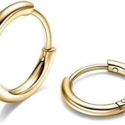 monooc Huggie Hoop Earrings for Women Men - 316L Surgical Stainless Steel 6mm 8mm 10mm Mens Ear Hugging Hoop Earrings for Cartilage Gold Black 20G 18G Hypoallergenic Second Hole Sleeper Hoop Earrings-picture-31