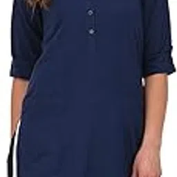 pistaa's Women's Cotton Relaxed Fit Straight Solid Kurta With Two Patch Pockets-picture-41