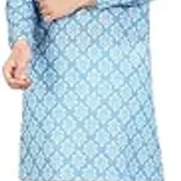 Men’s Printed Cotton Kurta | Regular Fit Stylish Ethnic Kurta for Festive, Casual & Office Wear | Soft Breathable Fabric | Traditional Print Kurta (Magic Print LP19 L) Blue-image-72