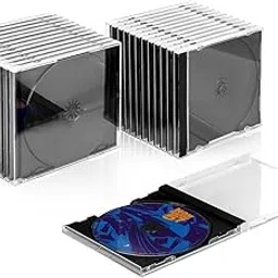 T WaveTree Upgraded Standard Single Clear CD Jewel Case,CD Storage Case with Assembled Black Tray, Thickened material, 25 Pack-picture-54