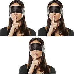 Samtrish Comfortable Satin Eye Mask for Men & Women | Soft Black Sleep Shade for Naps, Meditation, Yoga, Travel & Shift Work | Lightweight Eye Cover for Nighttime Rest | Pack of 3-picture-13